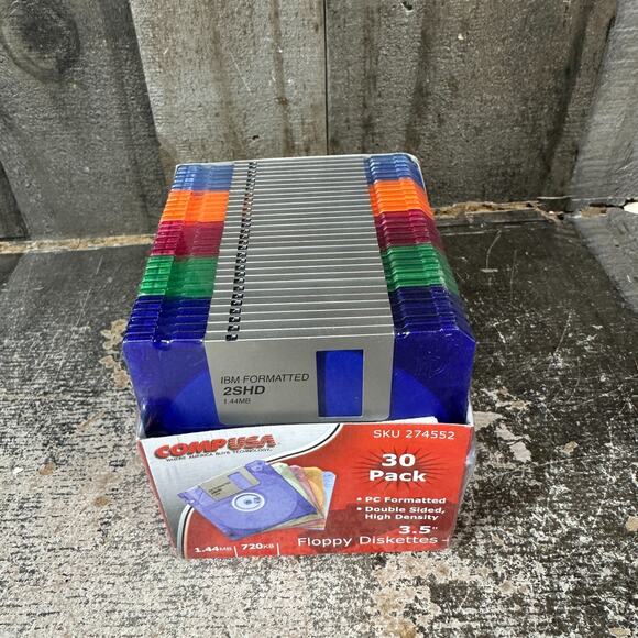 30 Pack Compusa sku 274552 3.5 New Floppy Diskettes 1.44 MB 720KB Sealed - Picture 6 of 6